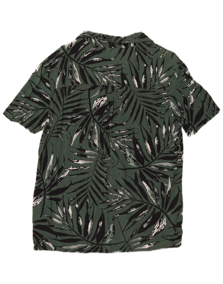 Weird Fish Masculino Abstrato Padrão Camisa de Manga Curta Pequena Viscose Verde