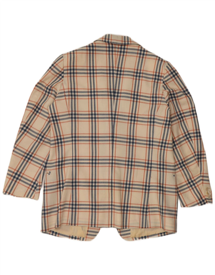 Vintage Herren 2-Knopf-Blazerjacke UK 38 Medium Off White Check