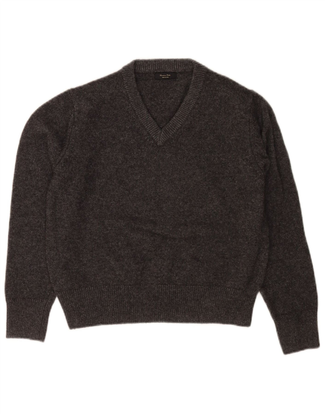 Massimo Dutti Womens Regular Fit V-Neck Jumper Sweater UK 10 Small Grey