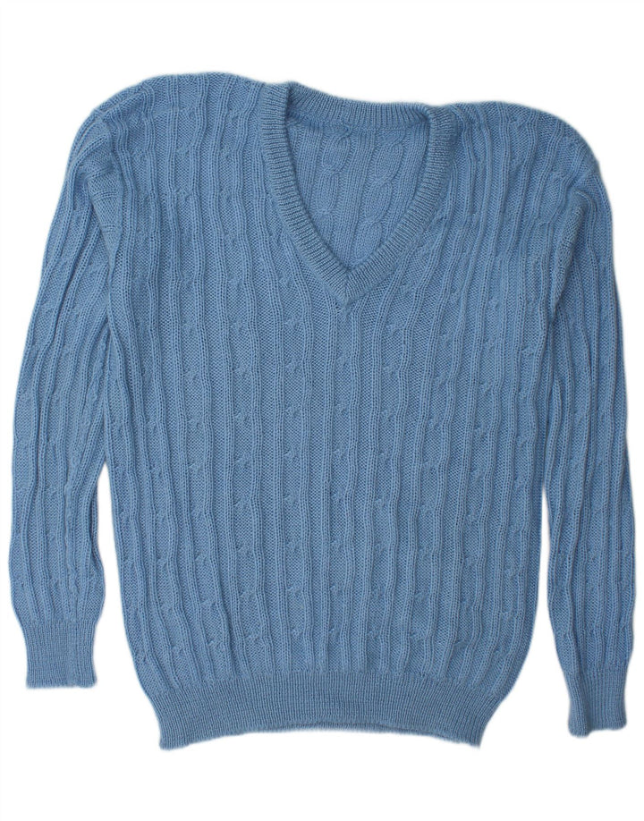 Vintage Mens V-Neck Jumper Sweater XL Blue
