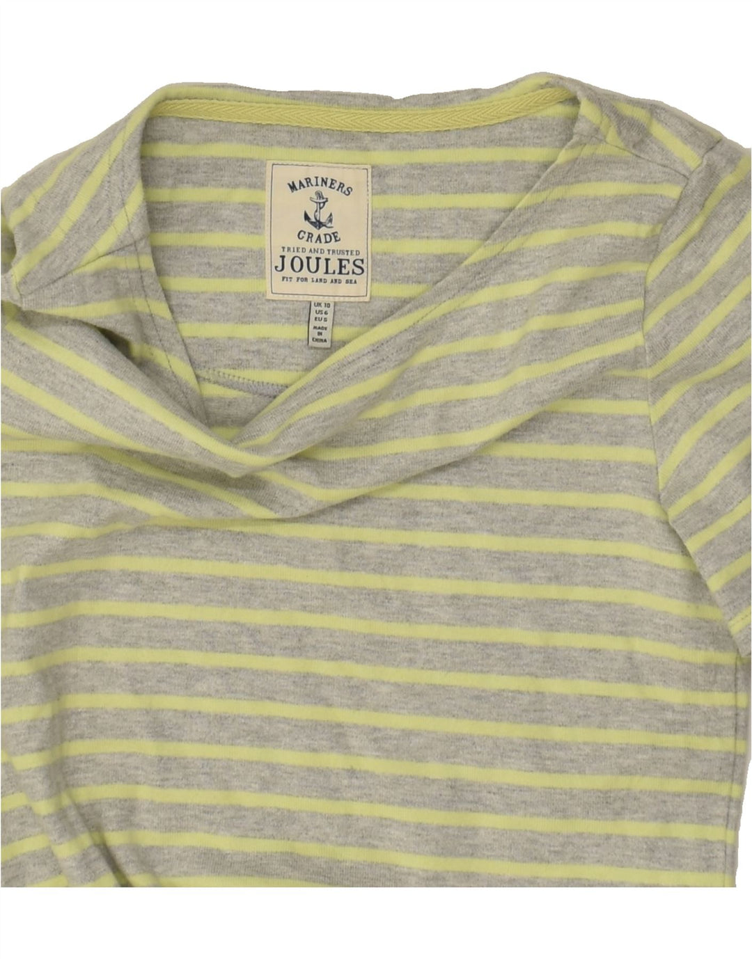 JOULES Womens T-Shirt Dress UK 10 Small  Grey Striped Cotton | Vintage Joules | Thrift | Second-Hand Joules | Used Clothing | Messina Hembry 