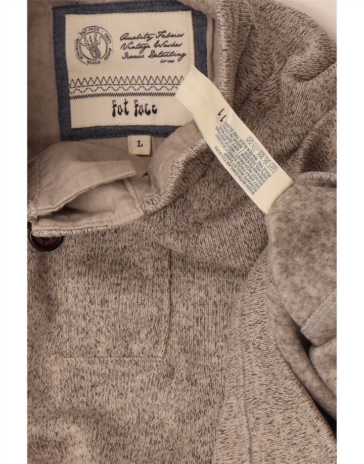 FAT FACE Sweat-shirt Airlie à col boutonné pour homme, grand gris moucheté