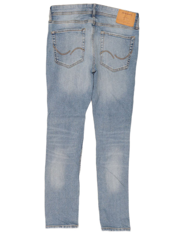 Jack & Jones Mens Liam Distressed Skinny Jeans W32 L30 Blue Cotton