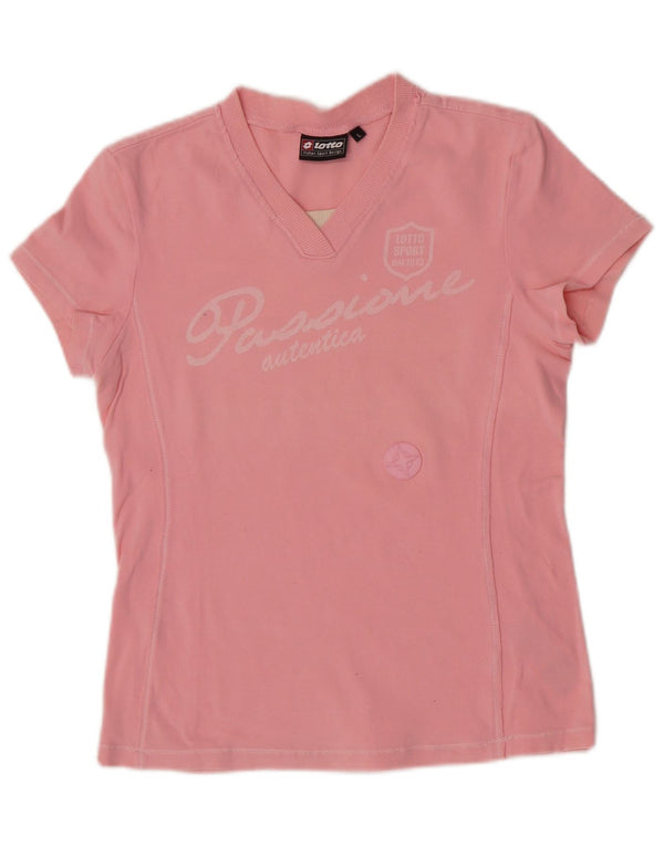 Lotto Girls Regular Graphic T-Shirt Top 11-12 Years Large Pink Bomuld