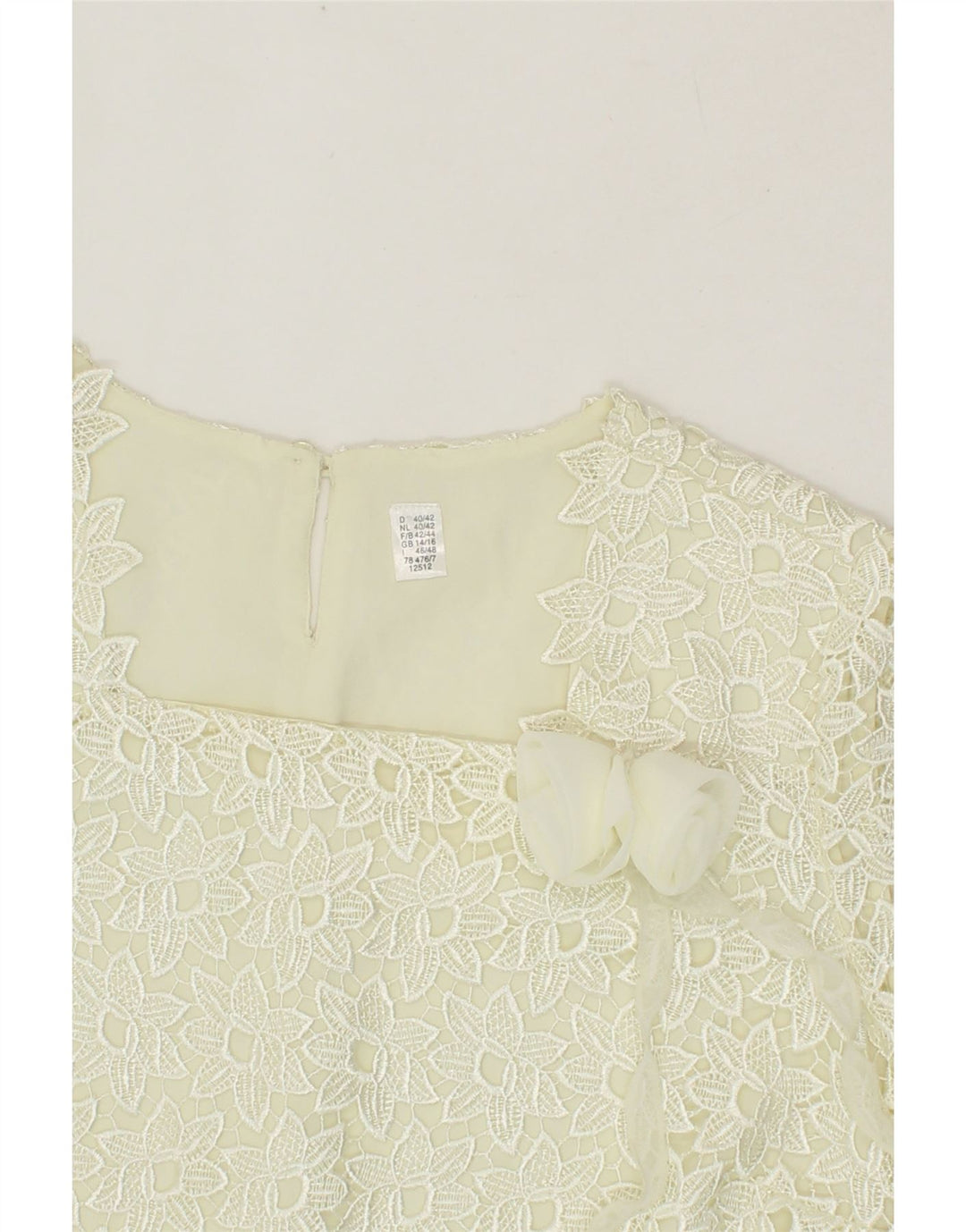 VINTAGE Womens Blouse Top UK 14/16 Large White Floral Polyester Vintage Vintage and Second-Hand Vintage from Messina Hembry 