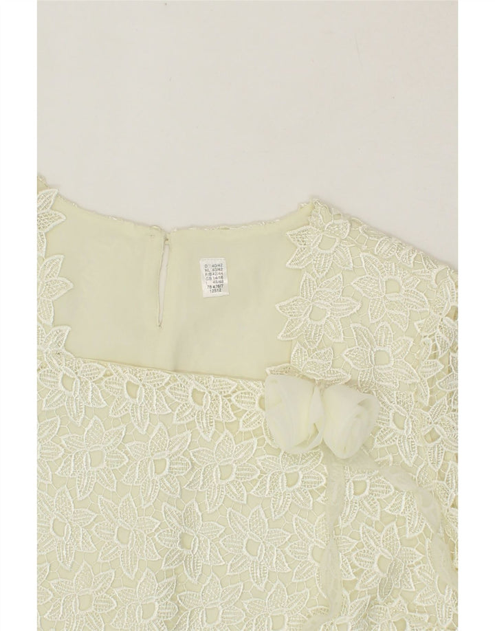 VINTAGE Womens Blouse Top UK 14/16 Large White Floral Polyester Vintage Vintage and Second-Hand Vintage from Messina Hembry 