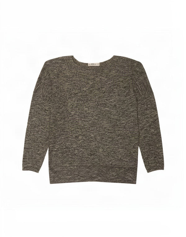 Maglione oversize con scollo a barca da donna Zara UK 10 piccolo grigio screziato