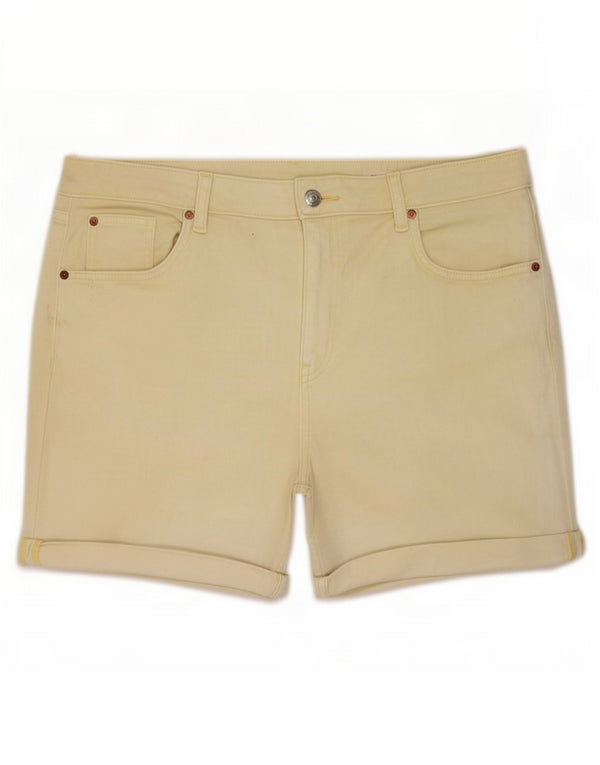 Marks & Spencer Womens Boyfriend Denim Shorts UK 16 Large W36 Yellow Cotton