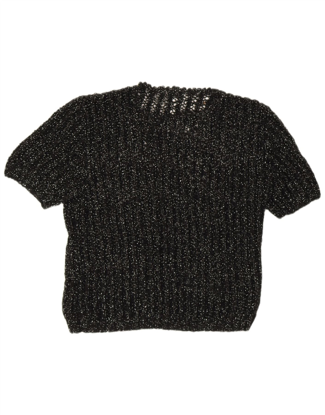 Vintage Womens Short Sleeve Crew Neck Jumper Sweater UK 12 Medium Black