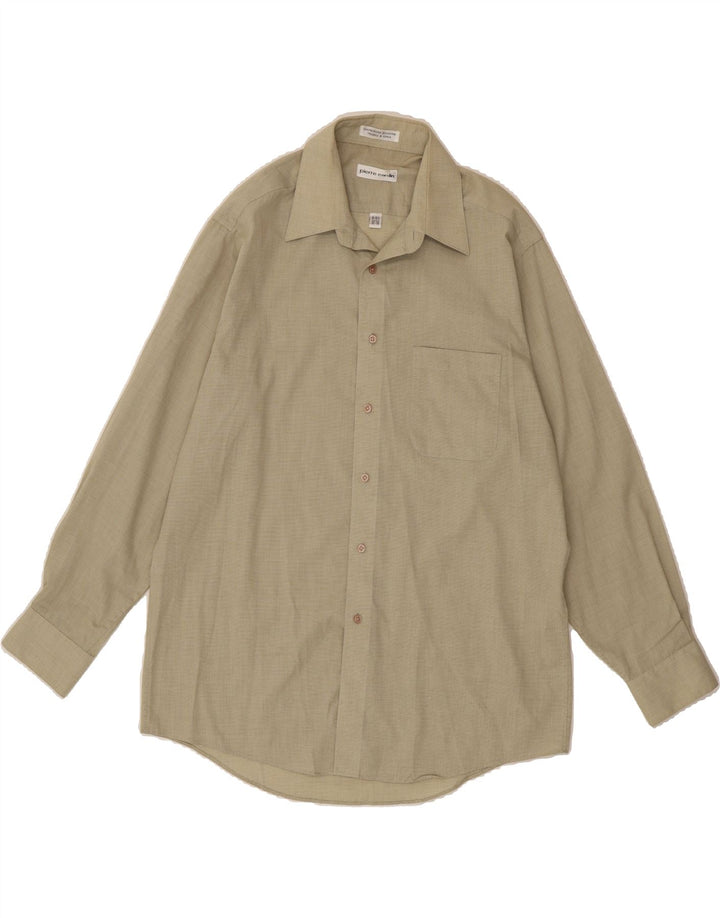 PIERRE CARDIN Mens Shirt Size 15/15 1/2 Medium Beige Polyester Vintage Pierre Cardin and Second-Hand Pierre Cardin from Messina Hembry 