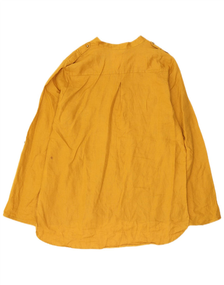 Marks & Spencer Womens Blouse Top UK 14 Large  Yellow Linen
