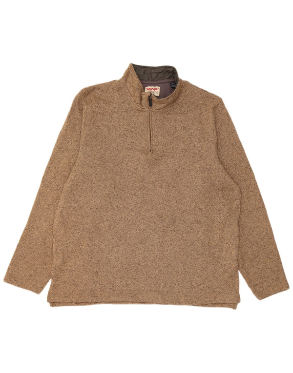 Felpa Wrangler da uomo con zip e collo, maglione XL, poliestere screziato marrone