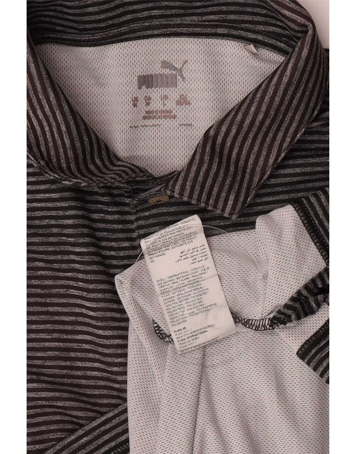 Polo Puma da uomo grande in poliestere gessato grigio
