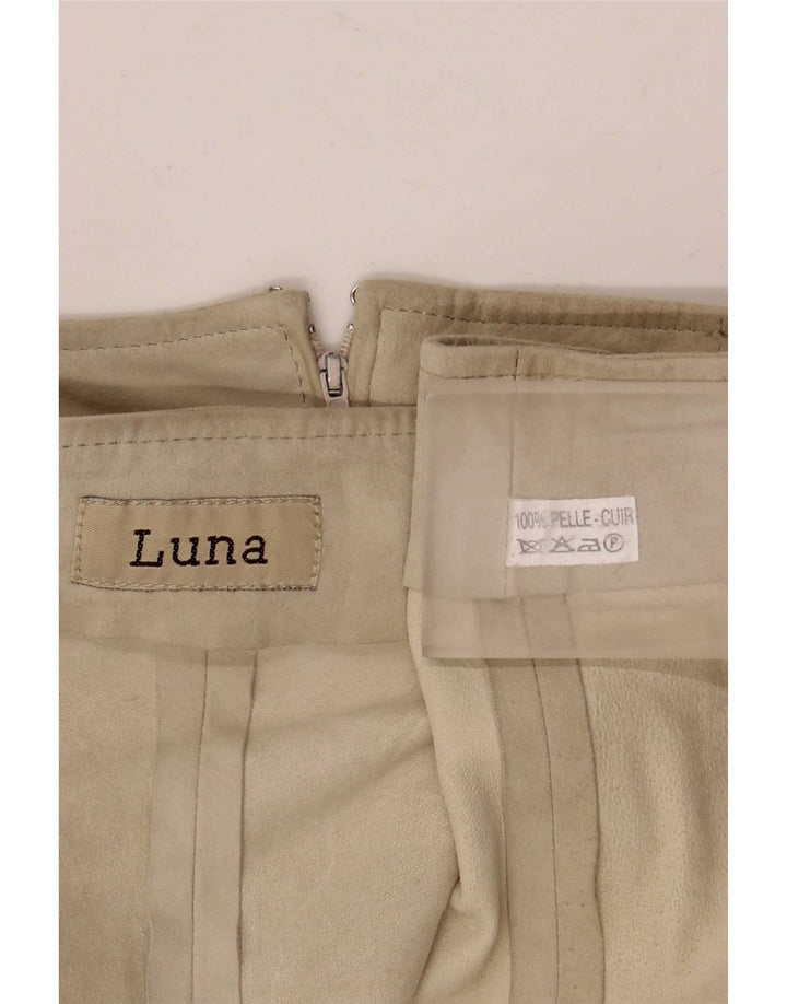 Luna Womens Suede A-Line Skirt W28 Medium Beige Leather
