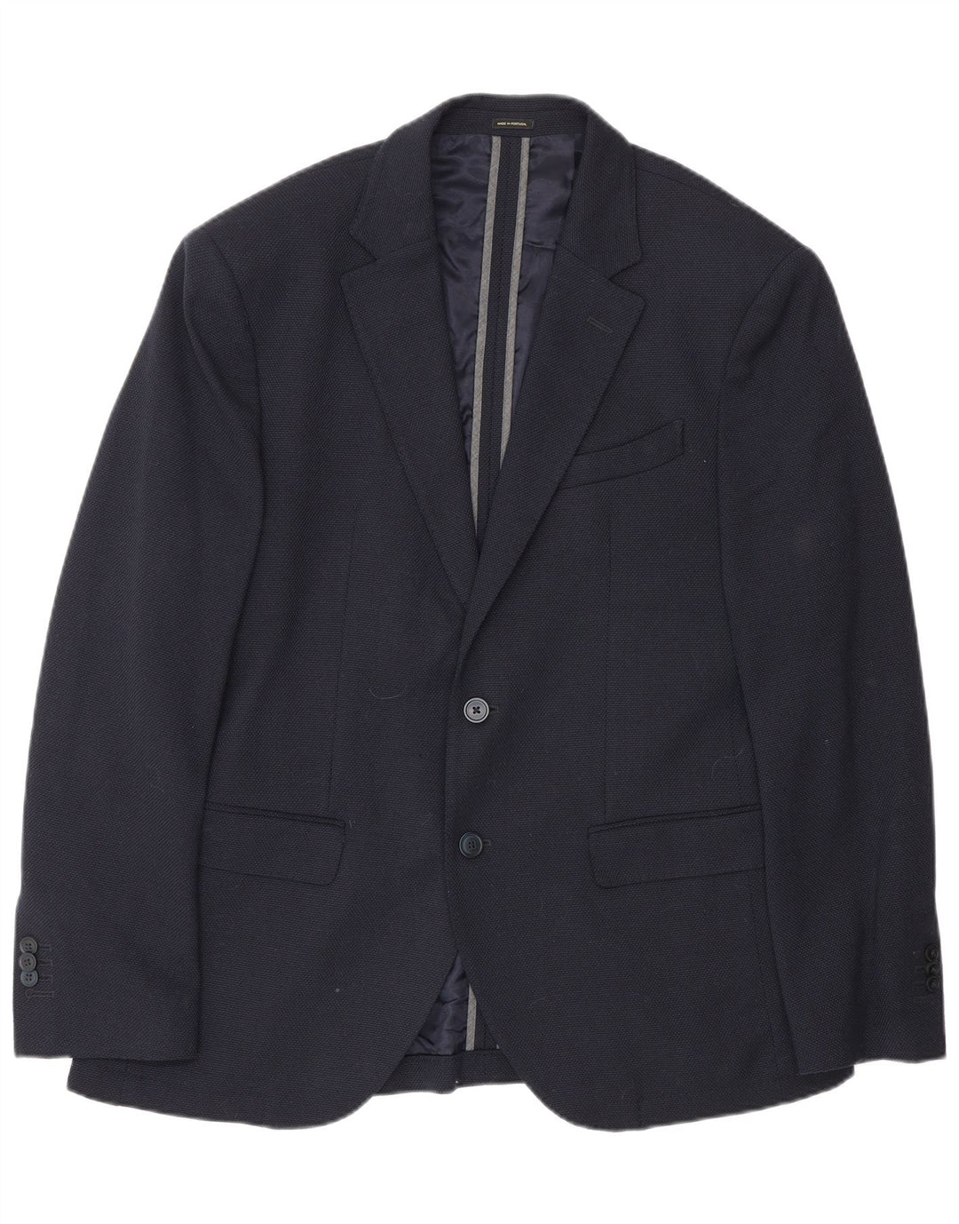 Massimo Dutti Mens 2 Button Blazer Jacket EU 50 Medium Navy Blue Wool