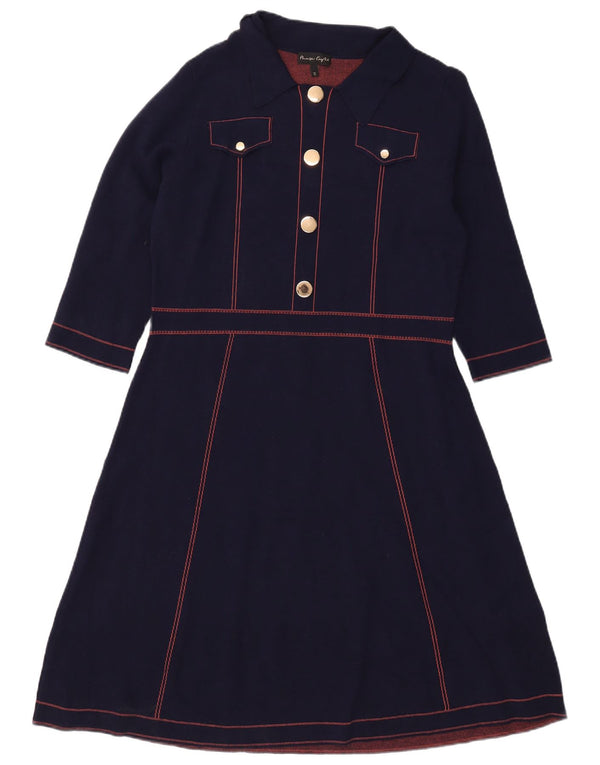 Phase Eight Womens 3/4 Sleeve A-Line Dress UK 18 XL Navy Blue Viscose