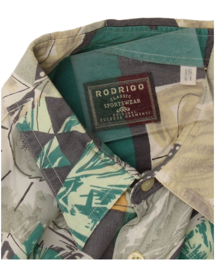 RODRIGO Mens Short Sleeve Shirt Size 16 41 Large Multicoloured Geometric