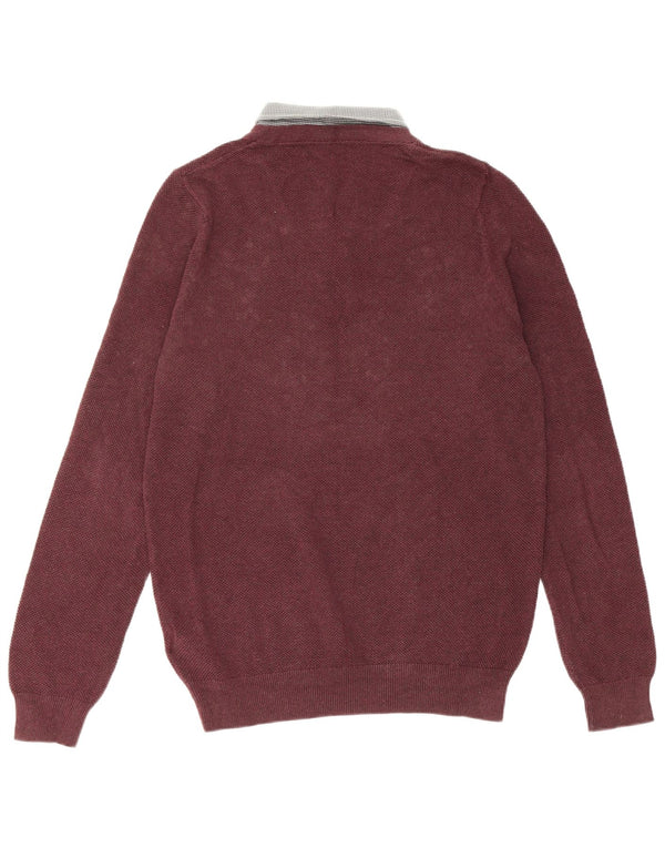 Marks & Spencer Herre Regular Fit Polo Neck Sweater Sweater Small Bourgogne