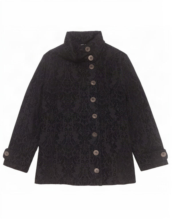 Desigual Dame Grafisk Overfrakke EU 44 XL Sort Blomster