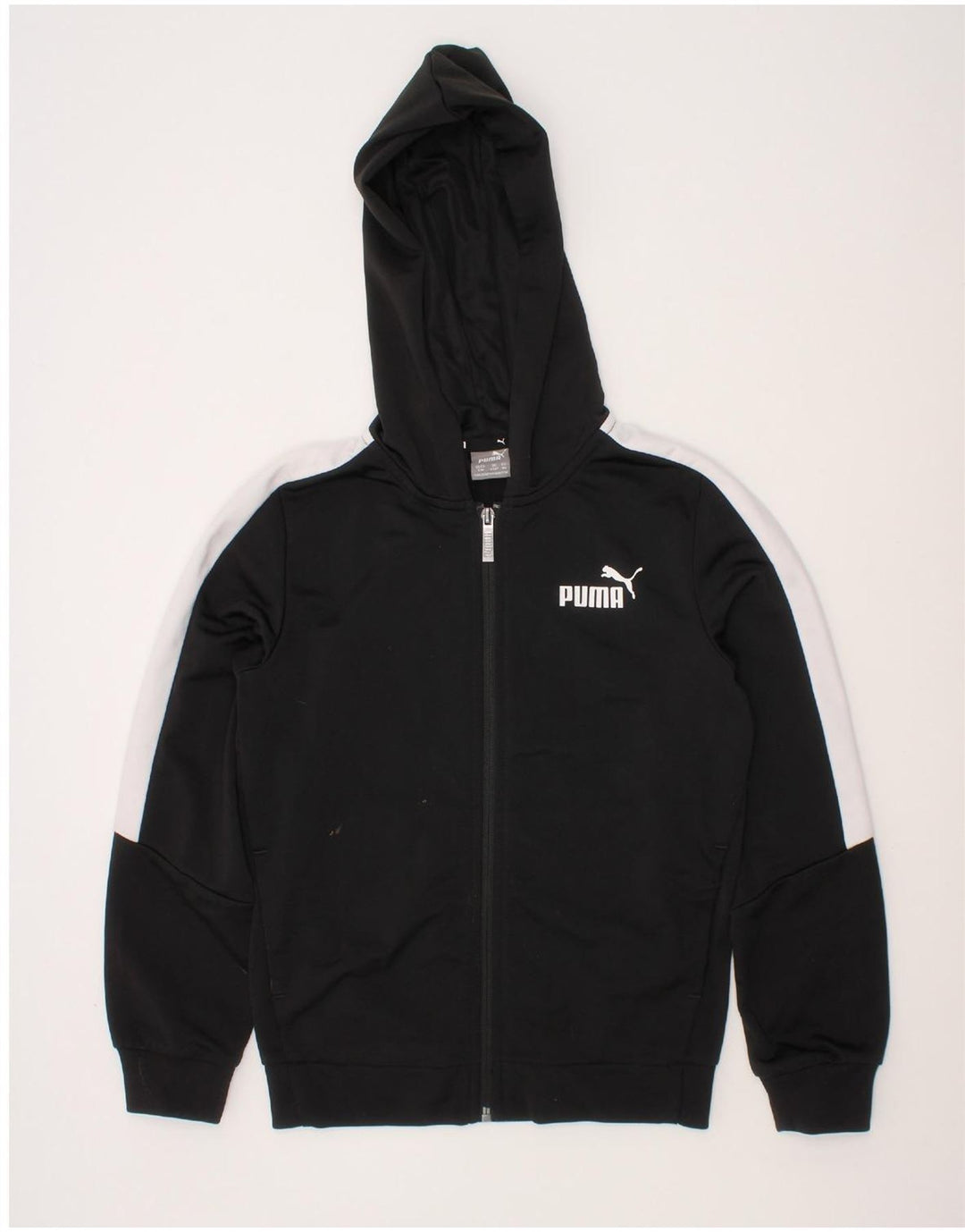 PUMA Boys Zip Hoodie Sweater 9-10 Years Black Colourblock Polyester Vintage Puma and Second-Hand Puma from Messina Hembry 