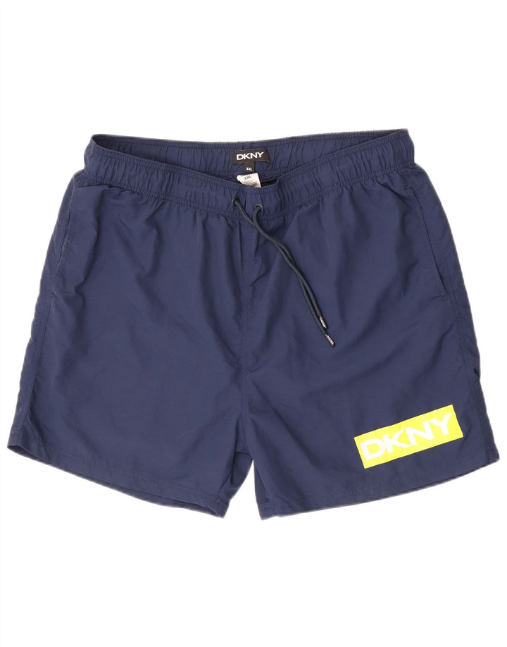 Pantaloncini da bagno grafici da uomo Dkny 2XL blu navy in poliammide