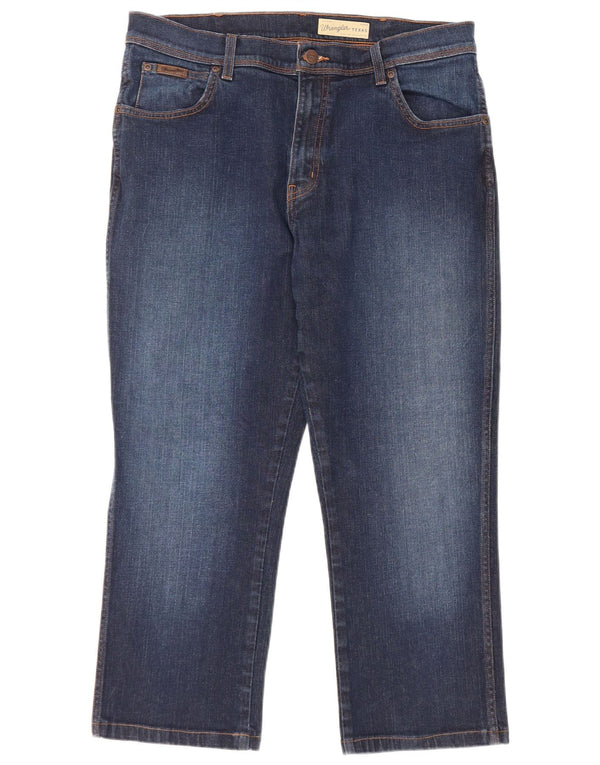 Blugi drepte tăiați pentru bărbați Texas Stretch Wrangler W36 L25 Bumbac albastru