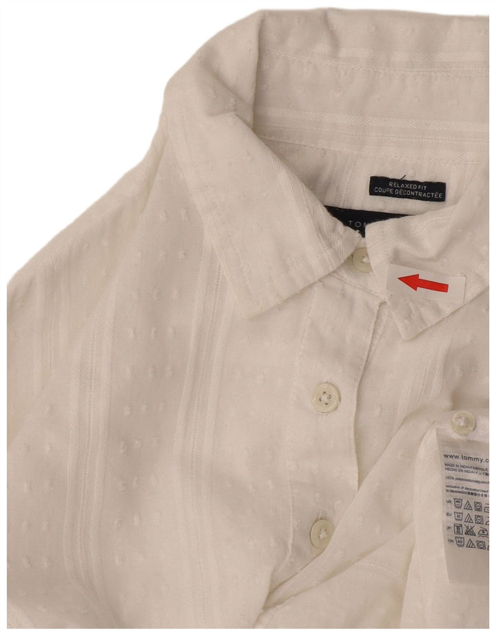 Tommy Hilfiger Womens Relaxed Fit Pullover Shirt UK 10 Small White Striped