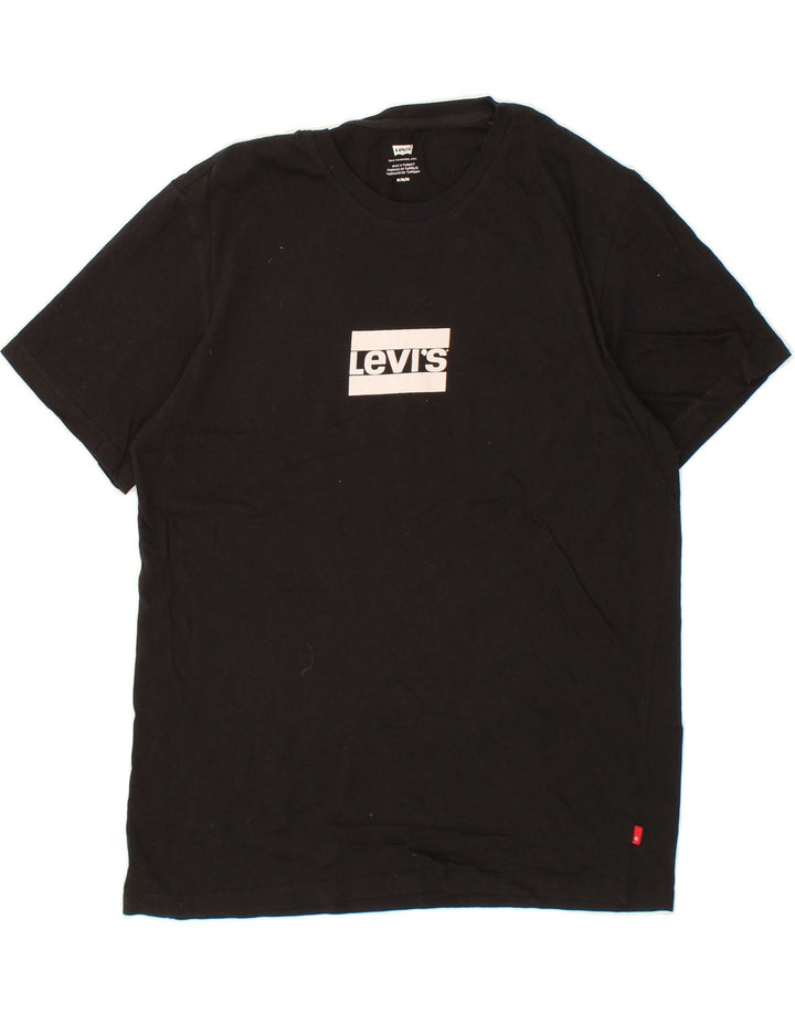LEVI'S Mens Graphic T-Shirt Top Medium Black Cotton Vintage Levi's and Second-Hand Levi's from Messina Hembry 