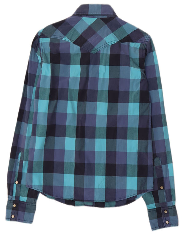 Ανδρικό πουκάμισο γουέστερν Hollister Small Blue Gingham Cotton