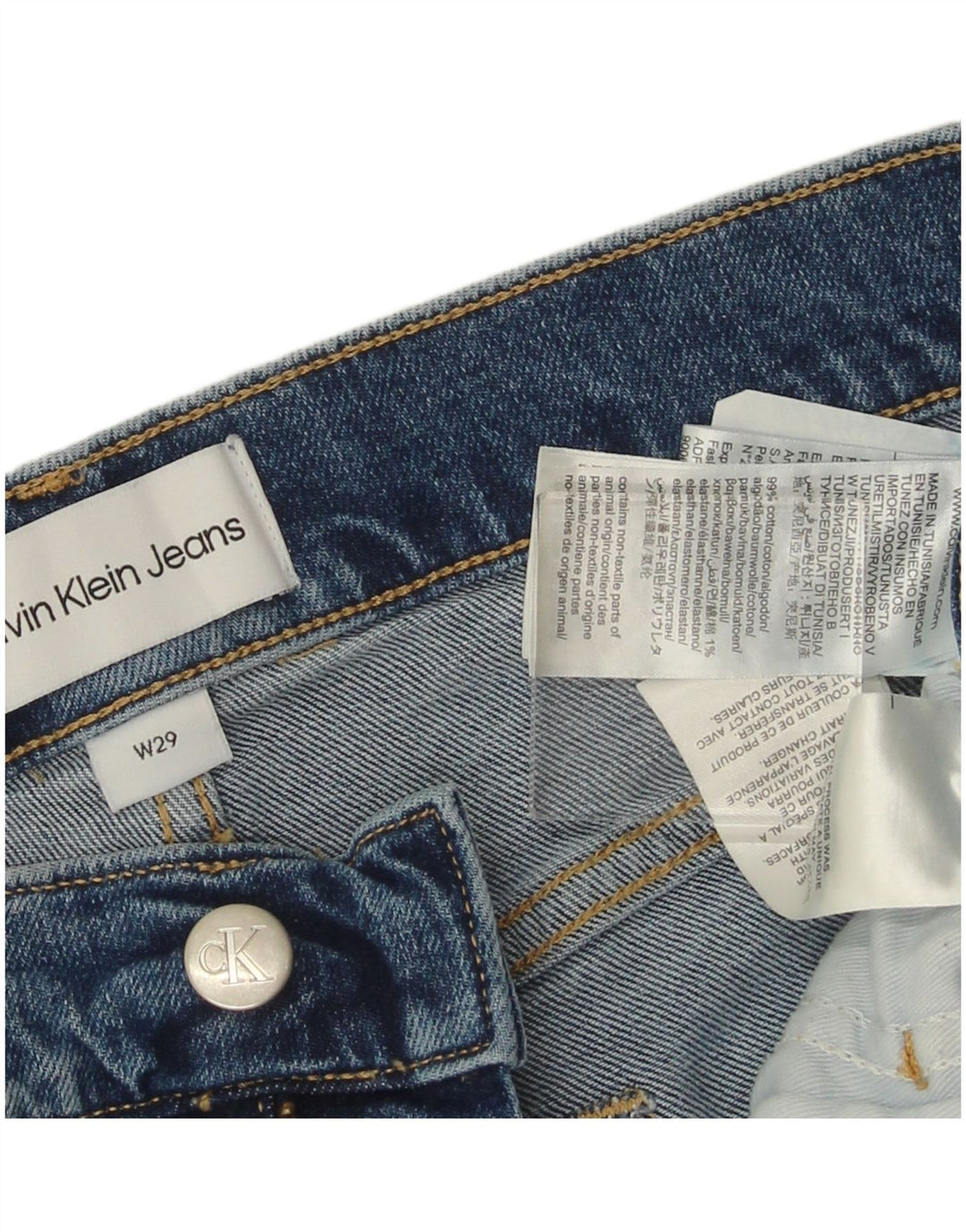 CALVIN KLEIN Mens Denim Shorts W29 Small Blue Cotton