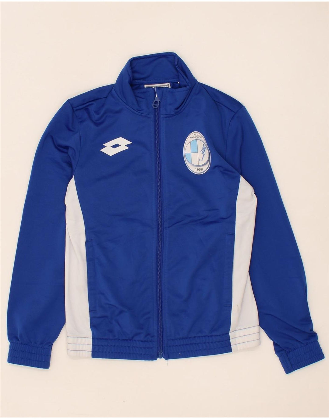 LOTTO Boys Tracksuit Top Jacket 9-10 Years Small Blue Colourblock Vintage Lotto and Second-Hand Lotto from Messina Hembry 