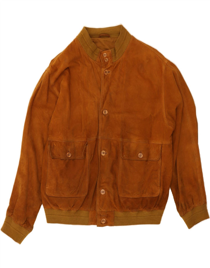 I NAVIGLI Mens Suede Bomber Jacket IT 56 3XL Brown Leather Vintage I NAVIGLI and Second-Hand I NAVIGLI from Messina Hembry 