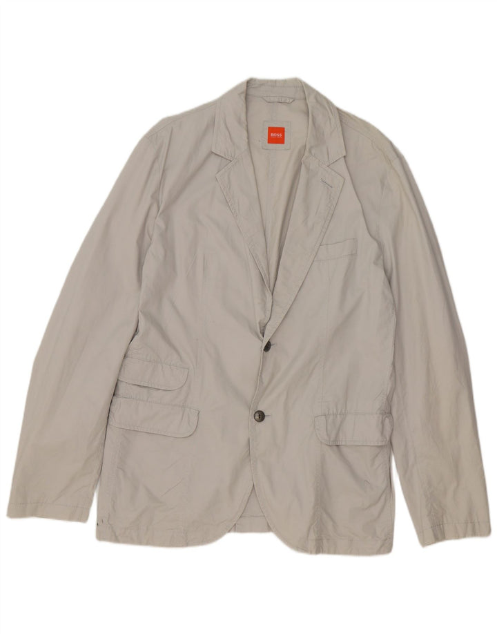 Hugo Boss Mens 2 Button Blazer Jacket UK 52 XL Grey Cotton