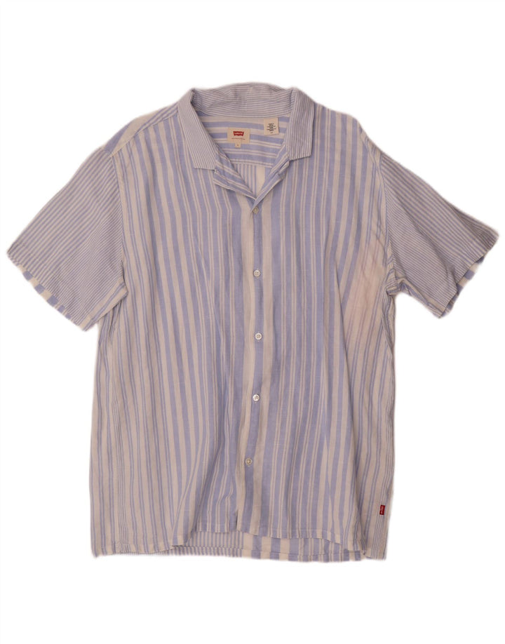 Camicia a maniche corte da uomo Levi's in lino a righe grandi blu