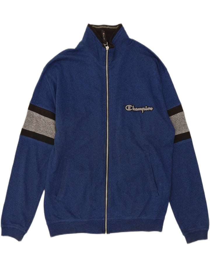 CHAMPION Mens Tracksuit Top Jacket Large Blue Colourblock Cotton Vintage Champion and Second-Hand Champion from Messina Hembry 