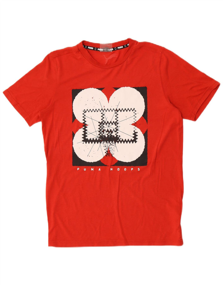 Puma Mens Graphic T-Shirt Top Small Red Polyester