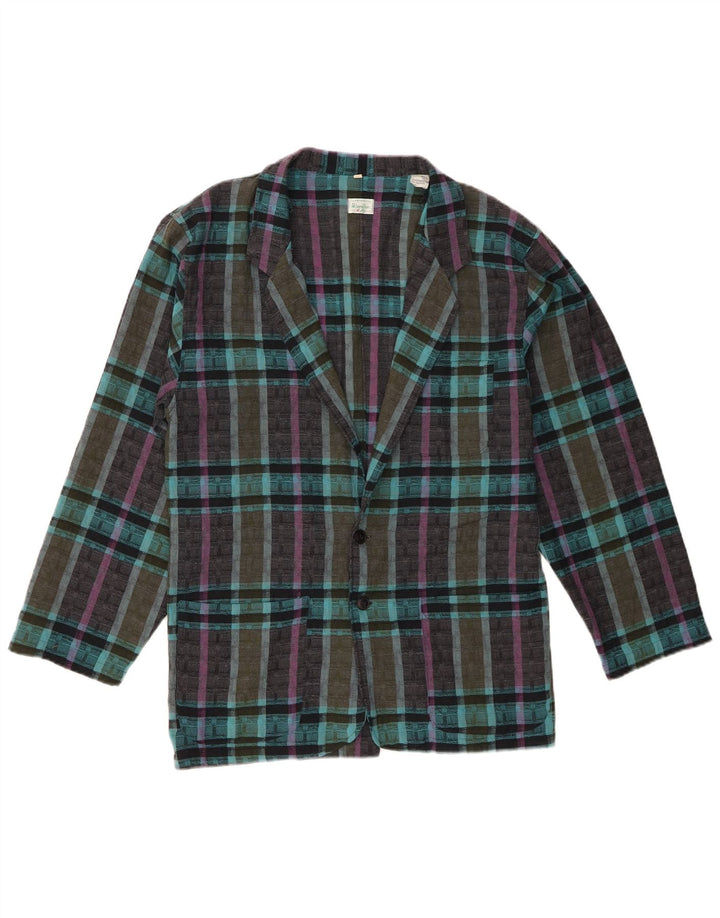 Giacca blazer da uomo a 2 bottoni Benetton UK 36 piccolo poliestere a quadri blu