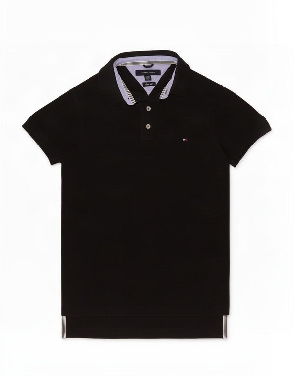 Tommy Hilfiger Mens Slim Fit Polo Shirt Small Black Cotton