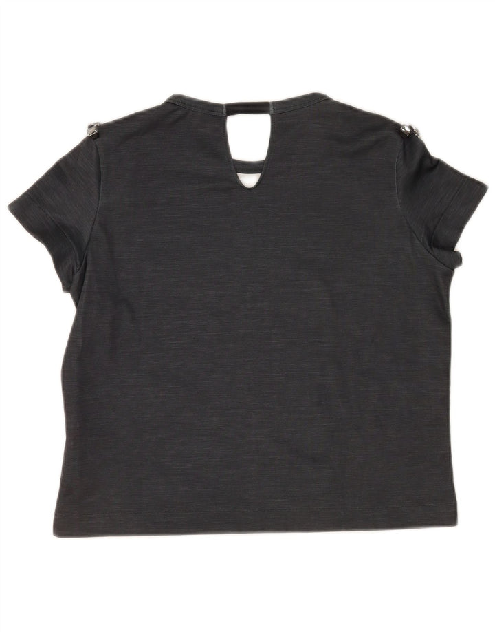 T-shirt corta da donna Zara UK 14 Poliestere grigio medio