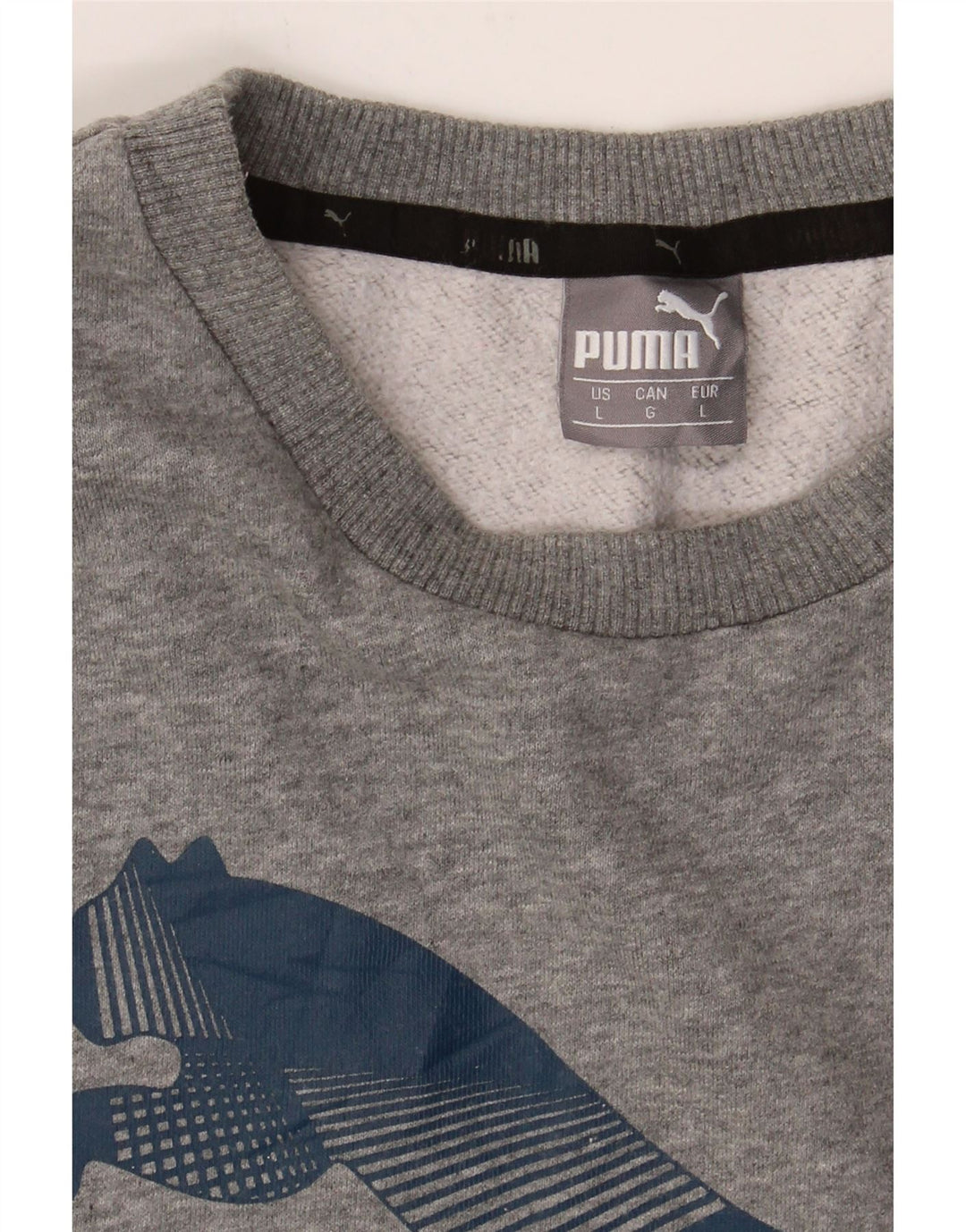 PUMA Mens Graphic Sweatshirt Jumper Large Grey Cotton Vintage Puma and Second-Hand Puma from Messina Hembry 