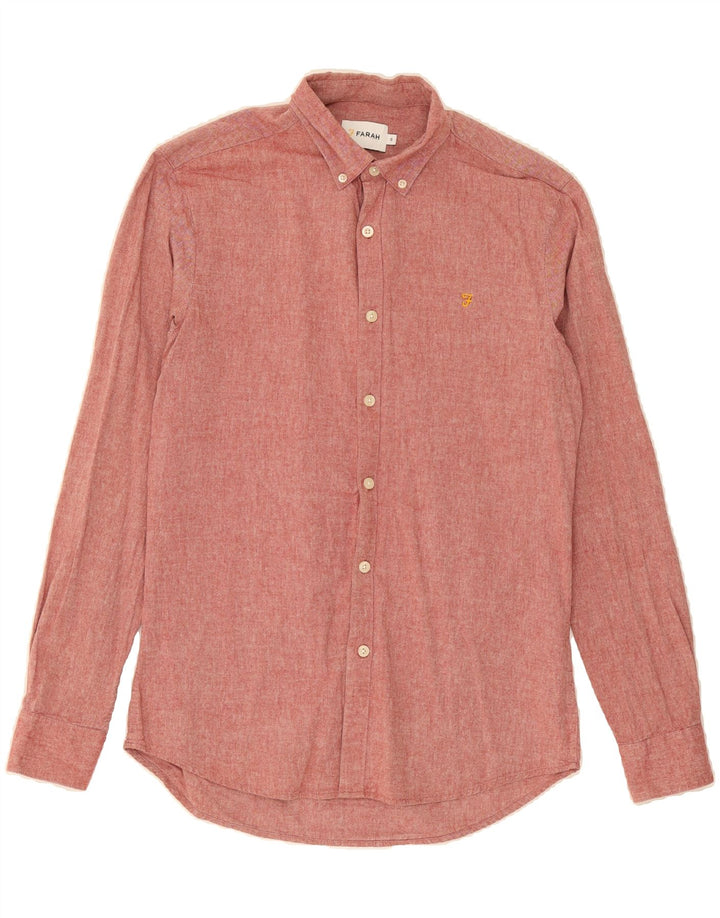 FARAH Mens Slim Fit Shirt Small Pink Cotton Vintage Farah and Second-Hand Farah from Messina Hembry 