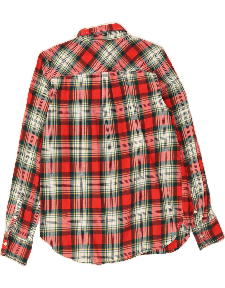 J. CREW Womens Oversized Pullover Flannel Shirt UK 10 Small Red Check Vintage J. Crew and Second-Hand J. Crew from Messina Hembry 