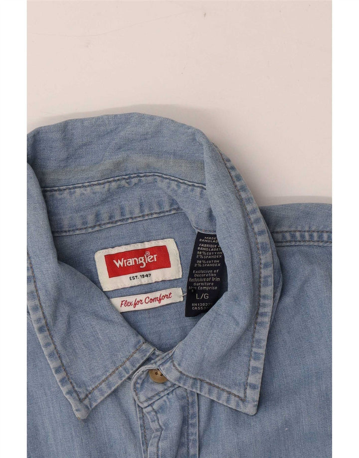 Wrangler Mens Regular Fit Denim Shirt Large Blue Cotton