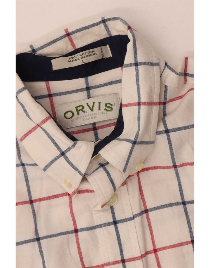 Orvis Herren-Kurzarmhemd, groß, weiß kariert, Baumwolle