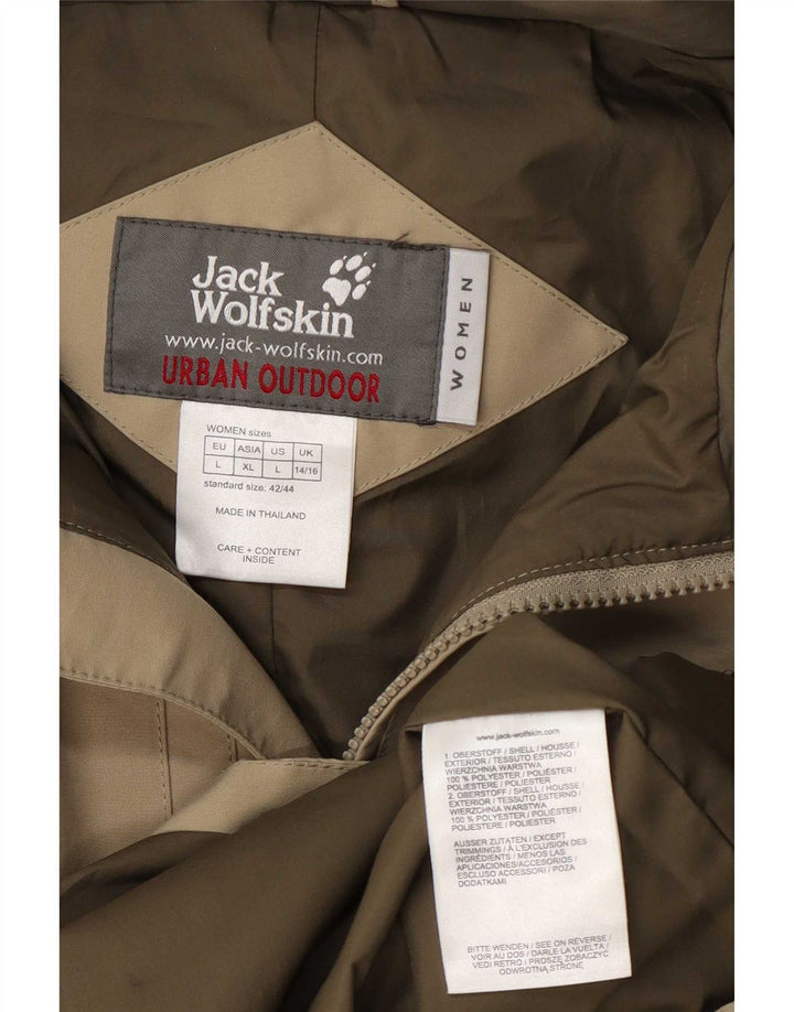 Jack Wolfskin Womens Hooded Utility Jacket UK 14/16 Large Khaki Polyester