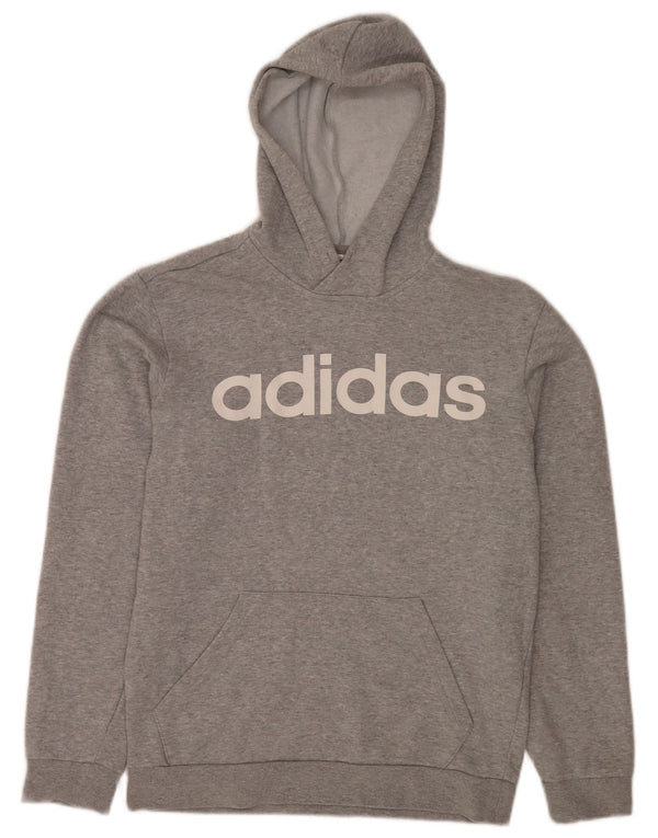 Adidas Mens Graphic Hoodie Jumper Small Grey Flecked Cotton Sports