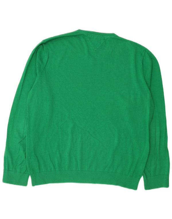 Tommy Hilfiger Suéter masculino com decote em V XL algodão verde