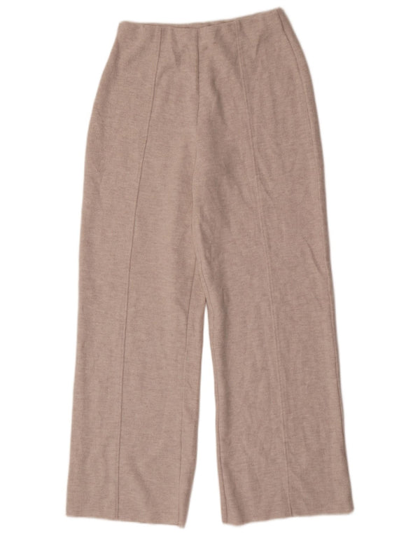 Zara Pantalon large en tricot pour femme Petit W28 L30 Gris Polyester
