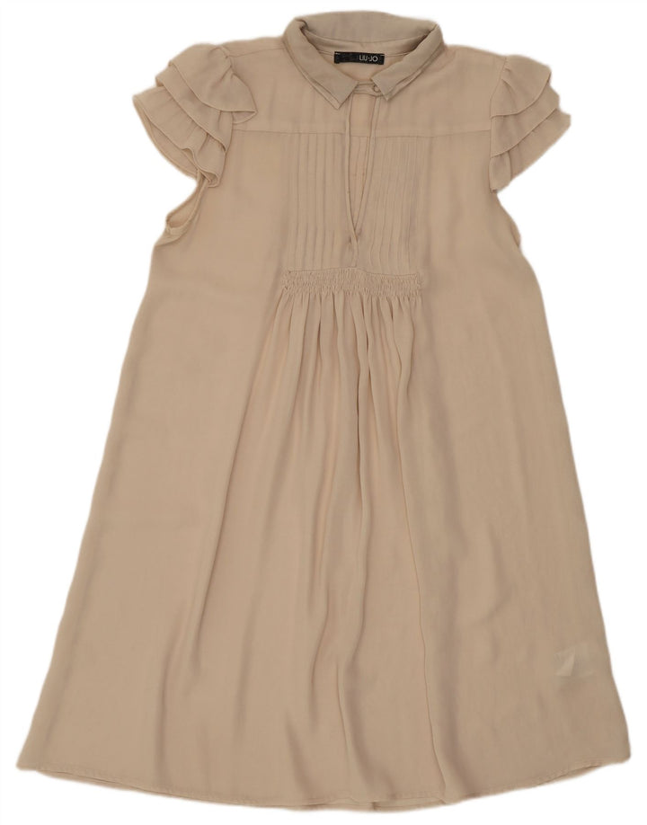 Liu Jo Womens See Through A-Line Dress IT 44 Medium Beige Polyester