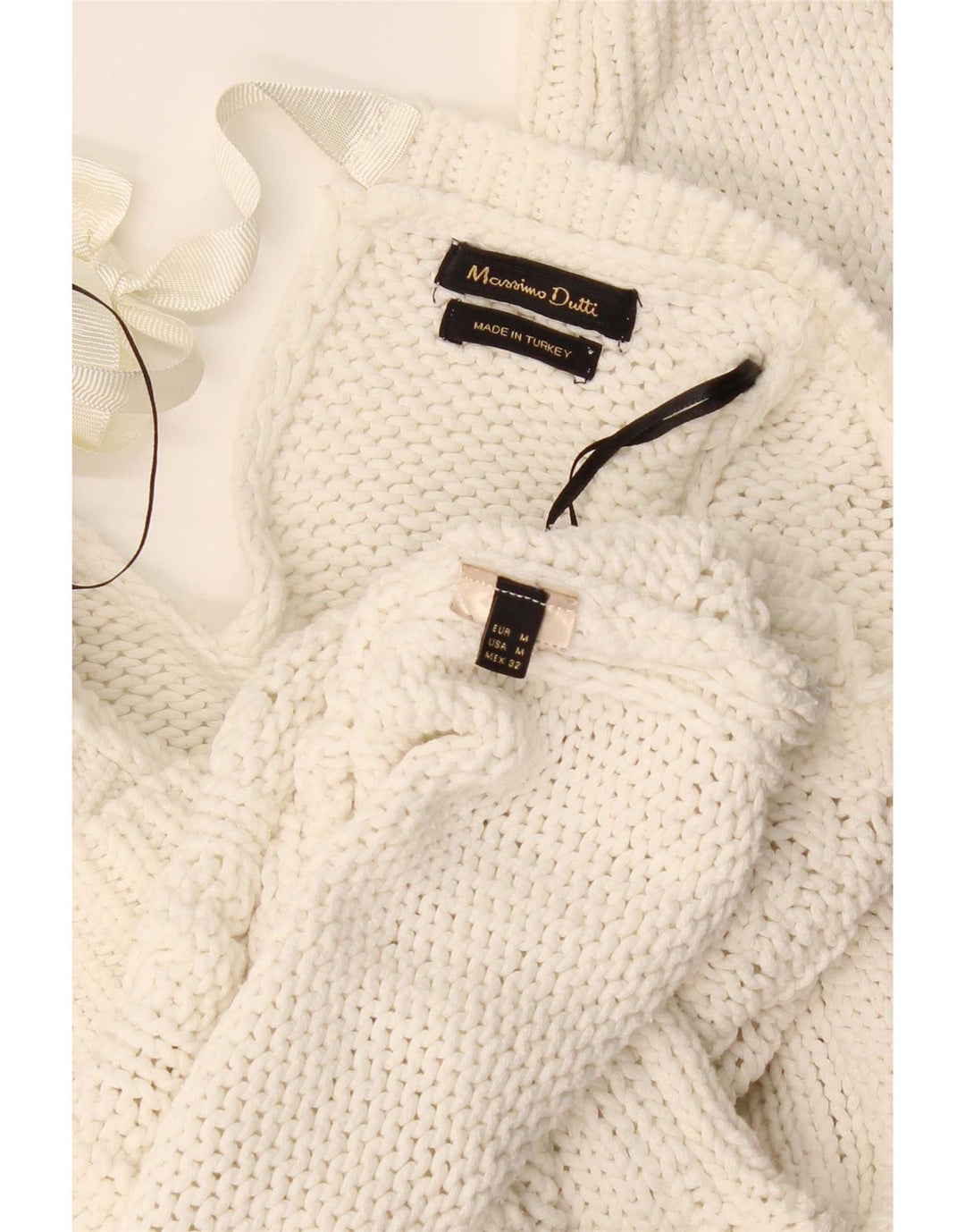 Massimo Dutti Womens Boat Neck Jumper Sweater UK 14 Medium White